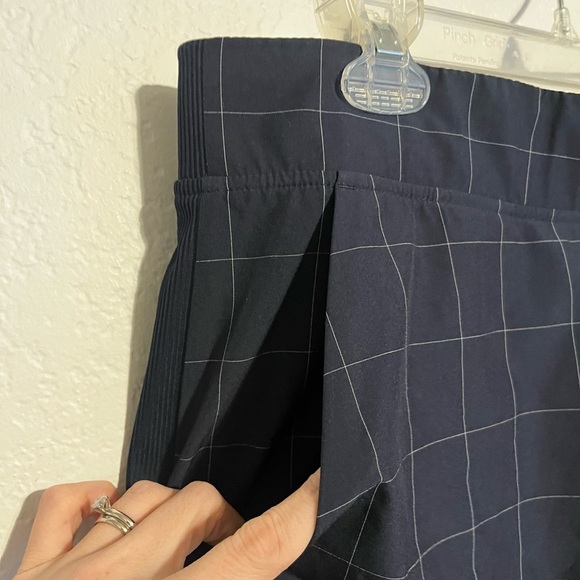 Athleta Brooklyn Textured Ankle Pant Navy Blue Windowpane 12 - Picture 6 of 9